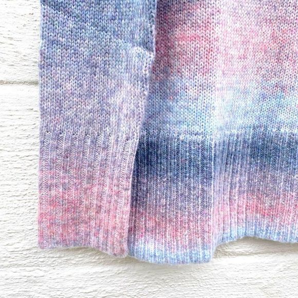 Sweater Blue Pink Cotton Candy Ombre Striped Knit - Picture 3 of 9